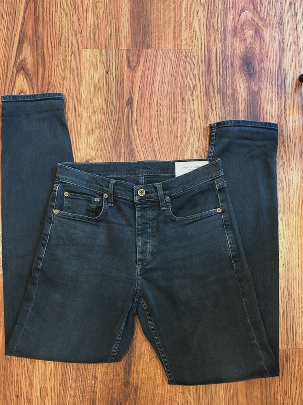 Rag & Bone Jeans 31 Charcoal Wash Button Fly Stretch